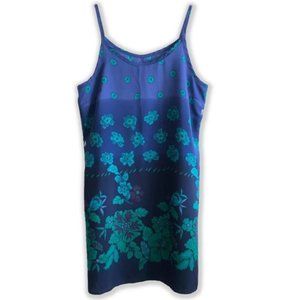 70s Summer Tunic Blue Floral Dress